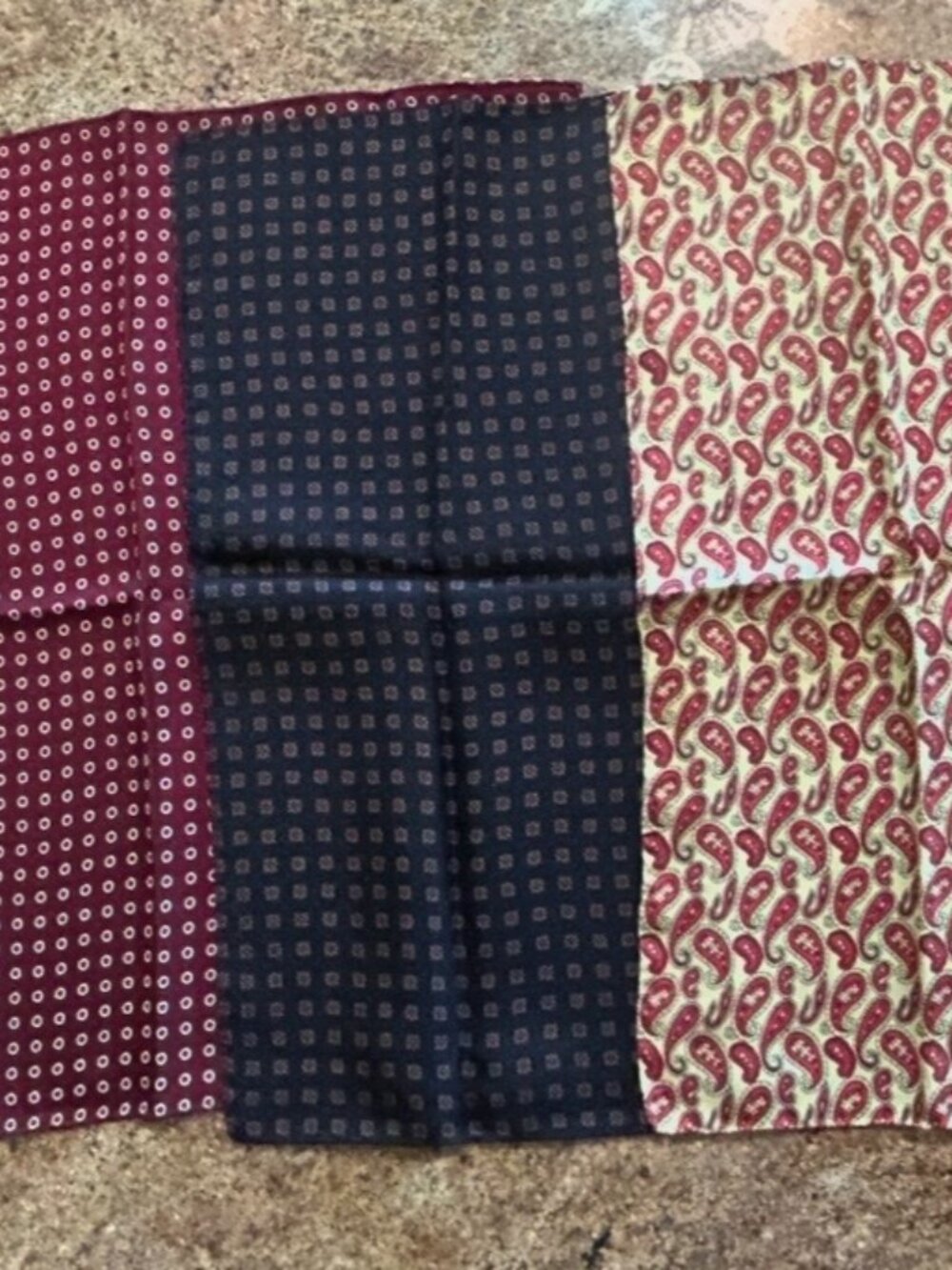 Three Silk Pocket Squares No Labels